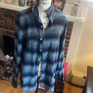 Striped Black and blue Button-Up Shirt